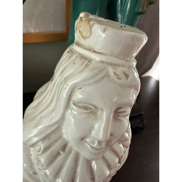 Vintage Glazed Pottery KING Chess Piece Bookends ivory cream set 2 royal ITALY - Picture 7 of 16